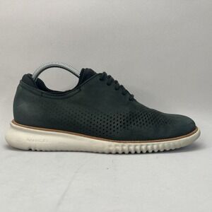 Cole Haan Mens 9M‎ ZeroGrand Oxford Laser Wingtip Green Nubuck Dress Shoes